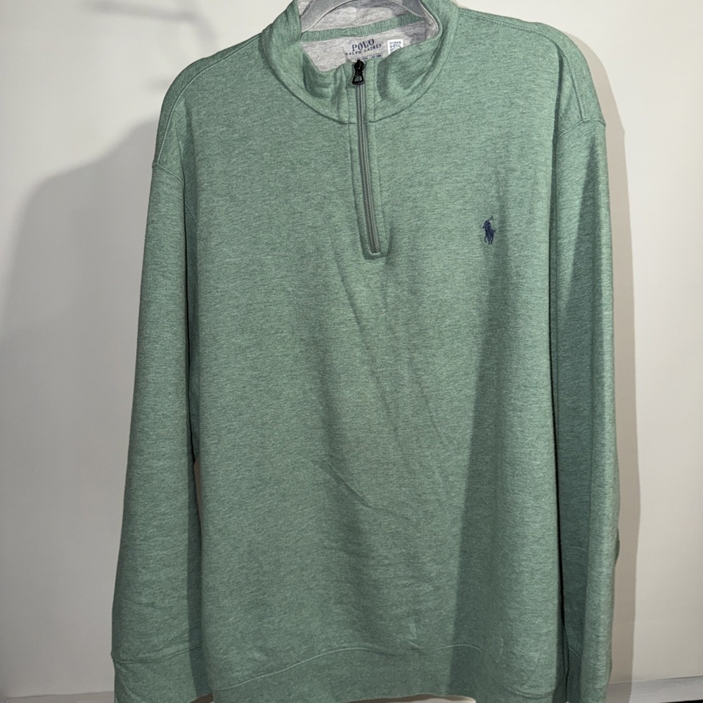 Polo Ralph Lauren Men's Heathered Green Quarter Zip Pullover Size XXL